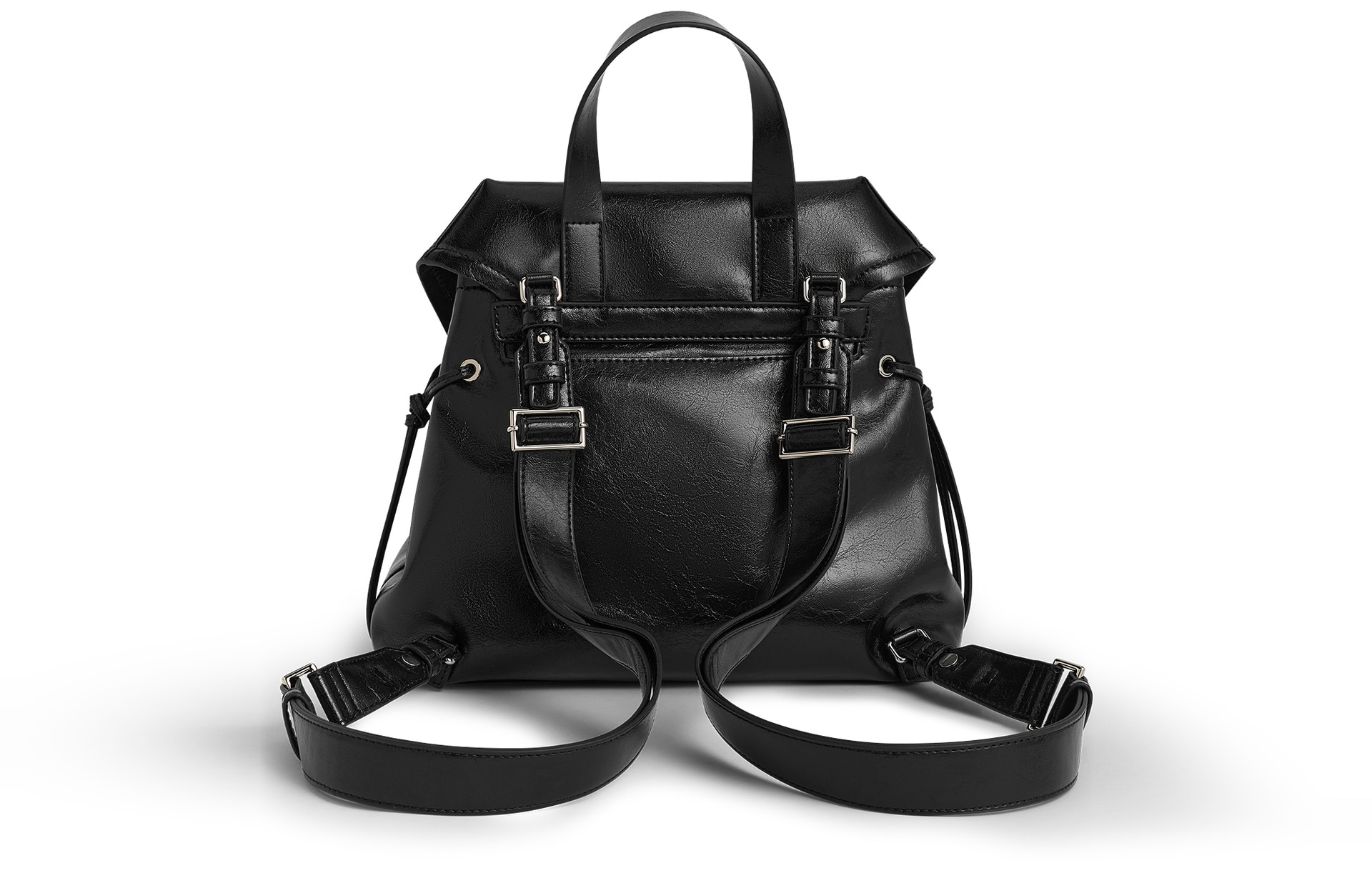 Charles&Keith Knot PU Backpack Medium Coffee Black — фото 10