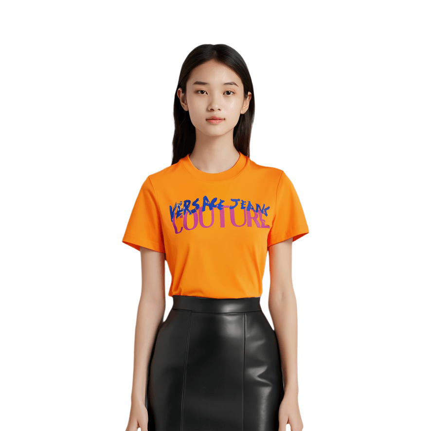 Versace Jeans Couture SS25 Logo T-Shirt Orange — фото 6