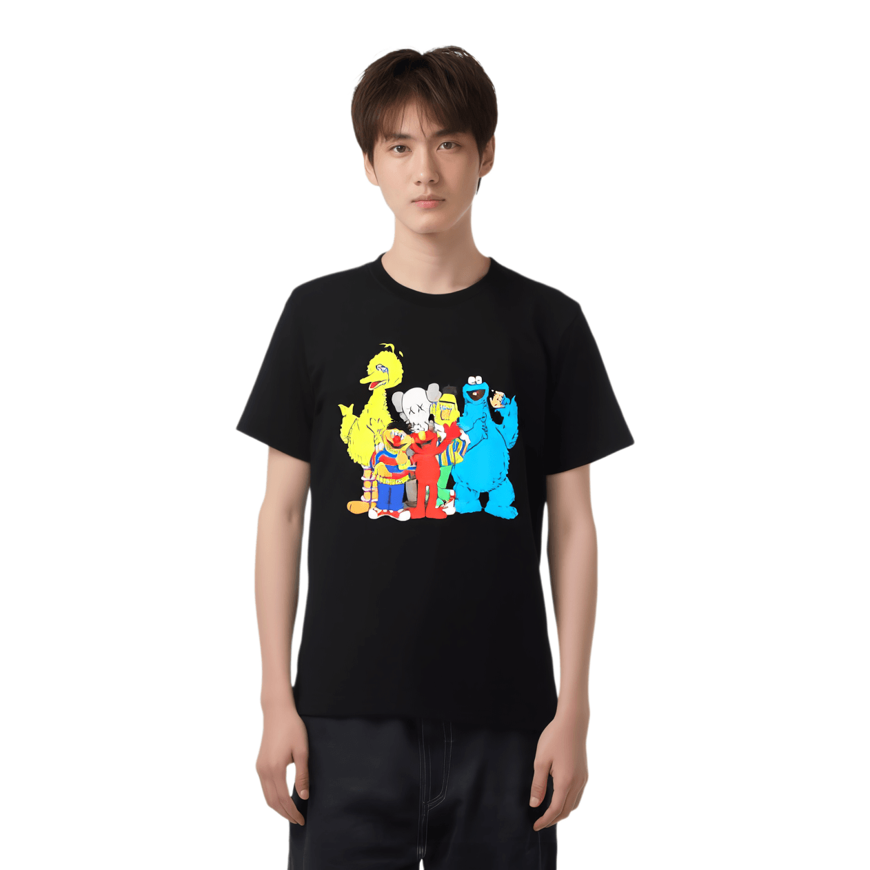 Uniqlo x Kaws x Sesame Street T-Shirt Black — фото 4