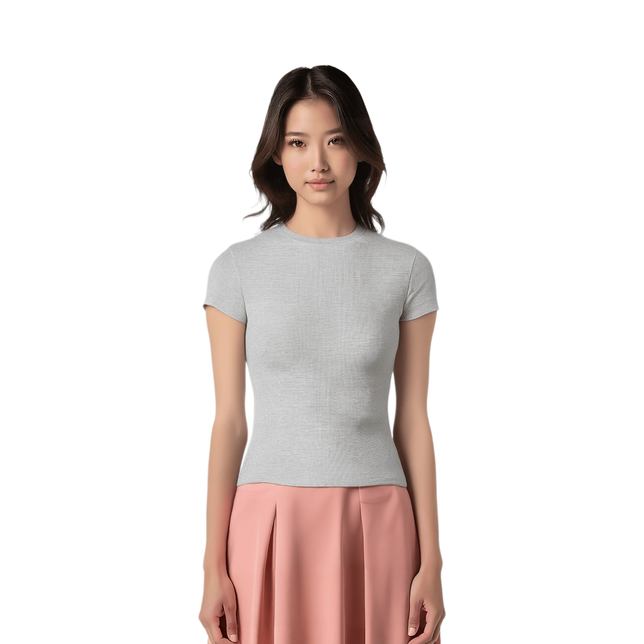 Skims Cotton Rib T-Shirt Light Heather Grey — фото 1