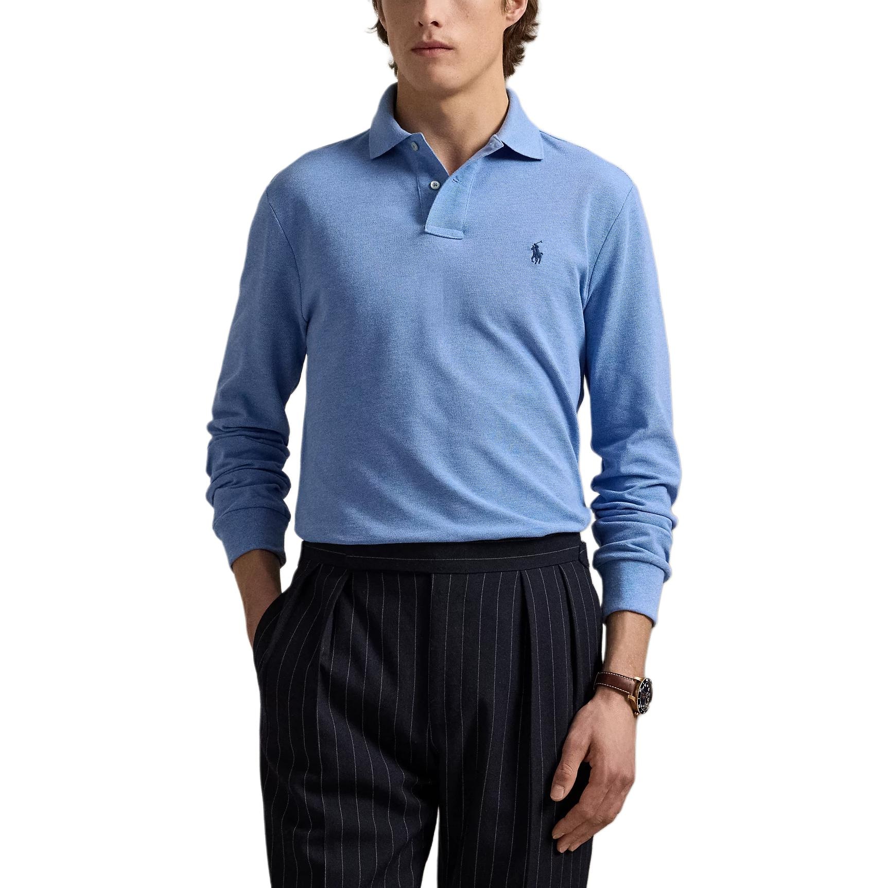 Ralph Lauren Polo Ralph Lauren Custom Slim Fit Long Sleeve Polo Royal Blue — фото 6