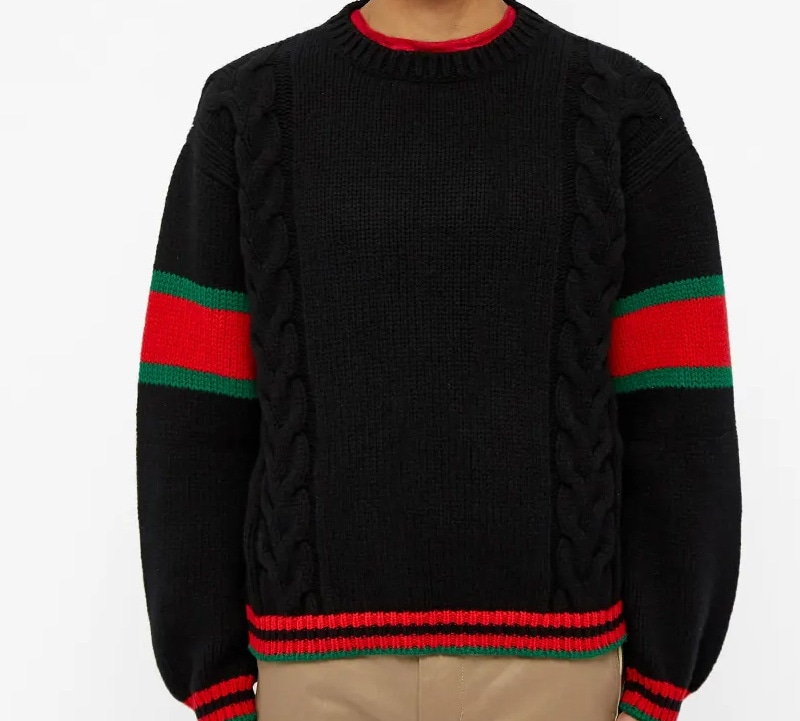 Gucci Striped Hem Crewneck Sweater Black — фото 4