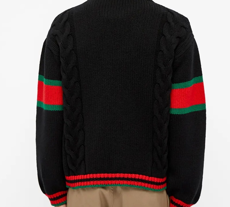 Gucci Striped Hem Crewneck Sweater Black — фото 3