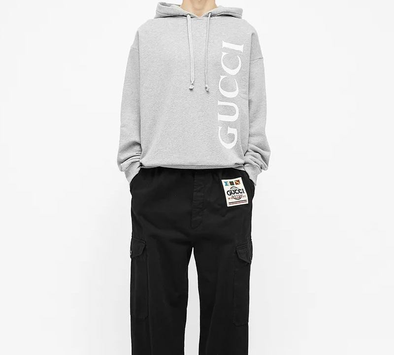 Gucci Logo Hoodie Grey — фото 3