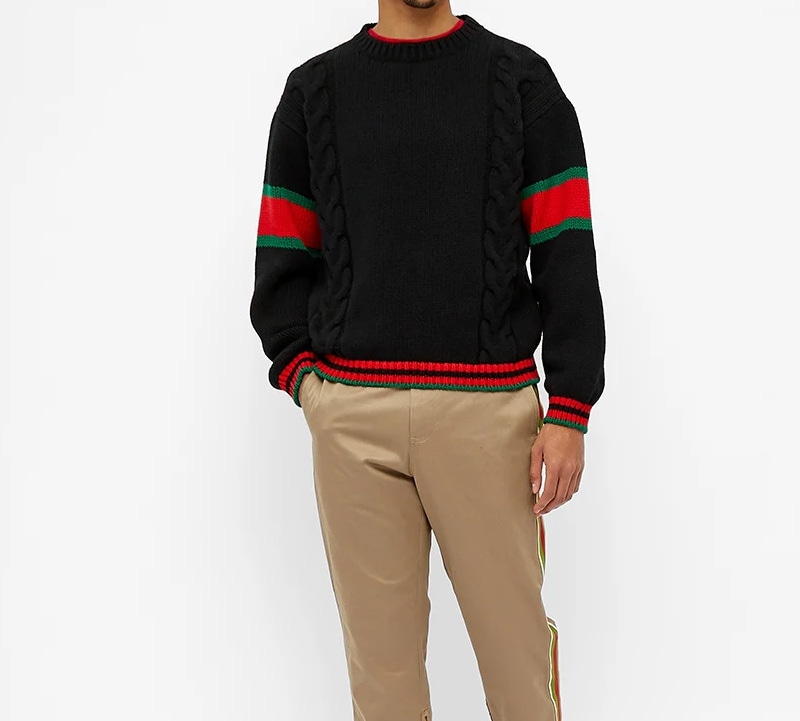 Gucci Striped Hem Crewneck Sweater Black — фото 2