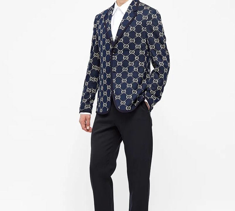 Gucci Logo Jacquard Blazer Navy — фото 2
