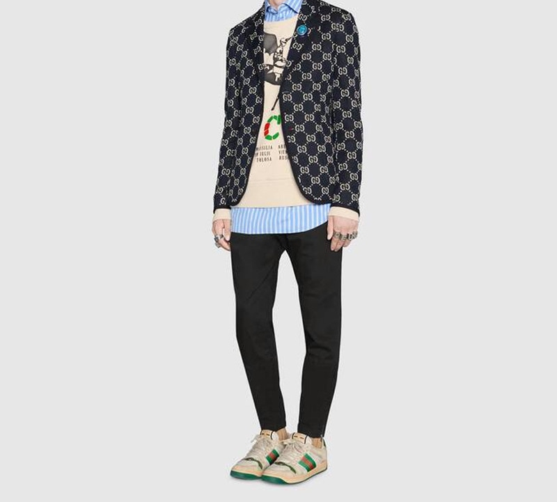 Gucci Logo Jacquard Blazer Navy — фото 3