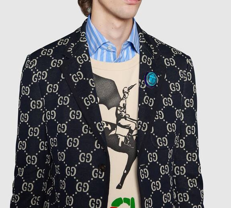 Gucci Logo Jacquard Blazer Navy — фото 4