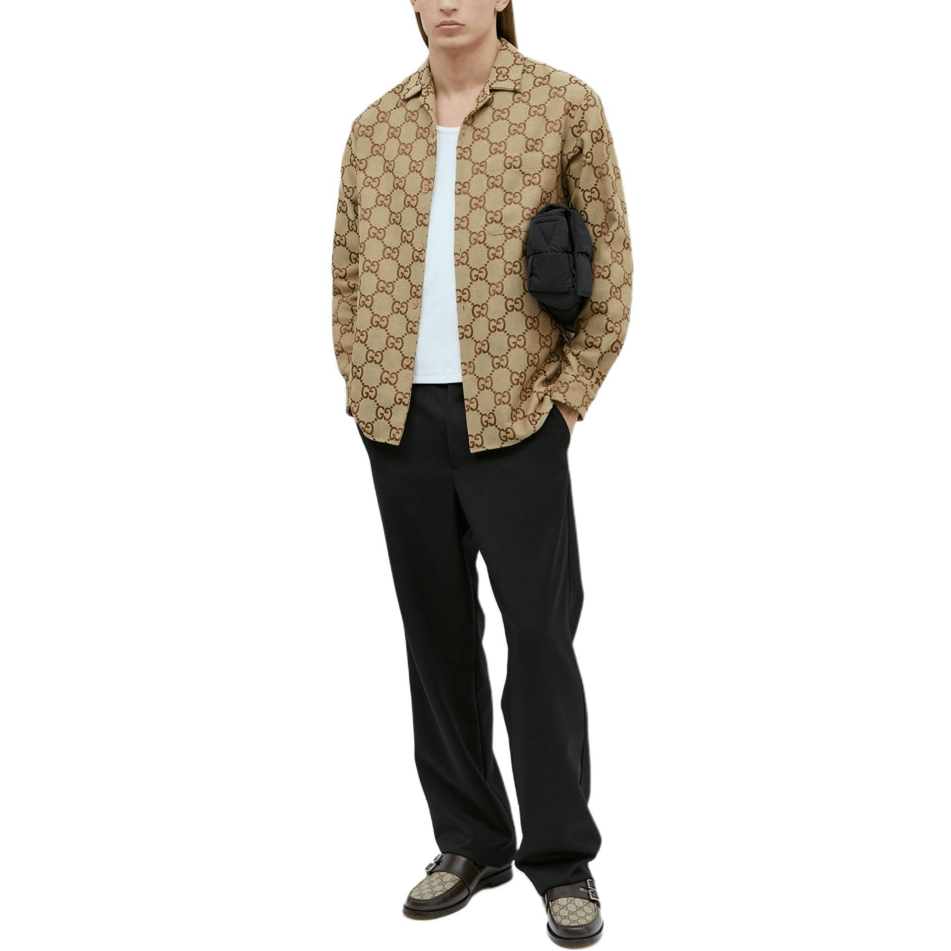 Gucci Logo Print Shirt Brown — фото 3