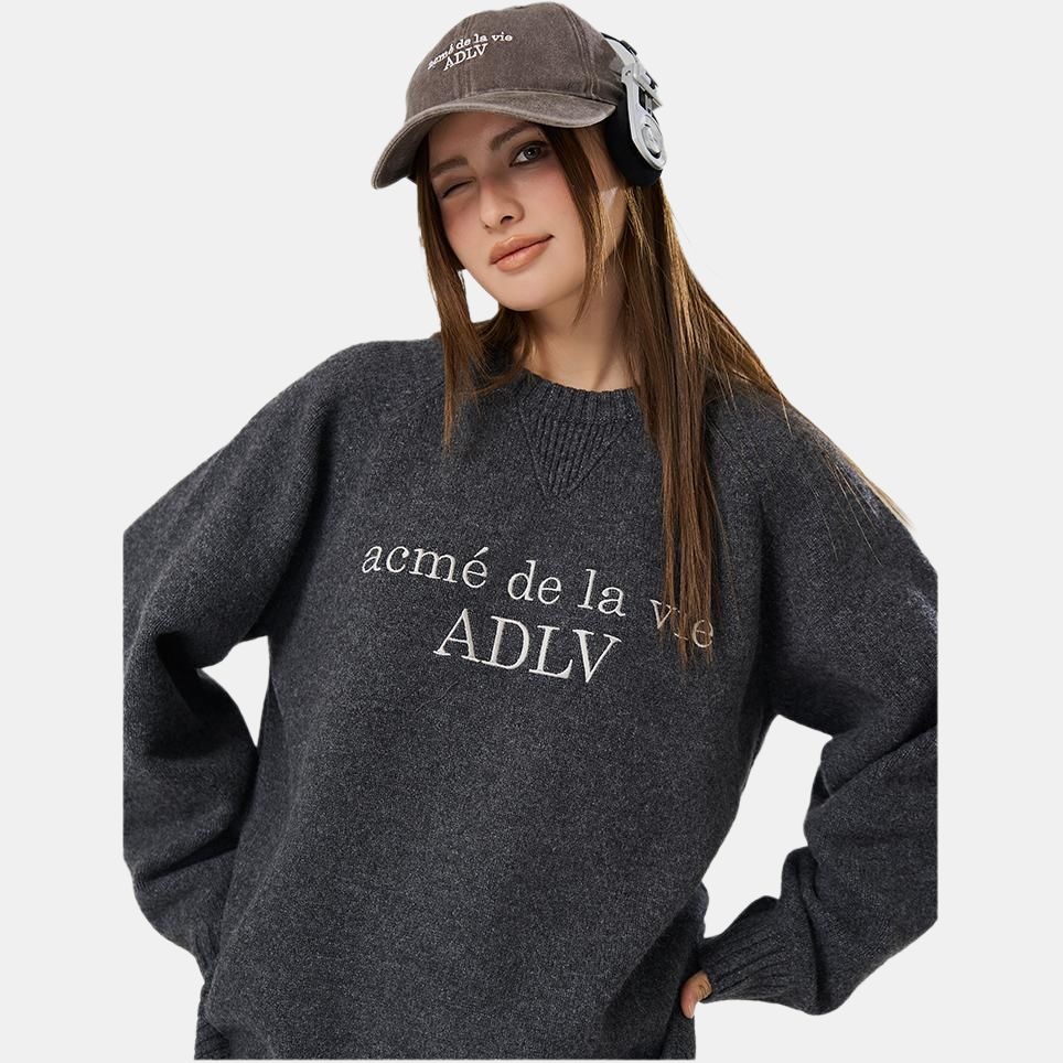 Acme De La Vie ADLV Basic Letter Jacquard Crewneck Sweater — фото 9