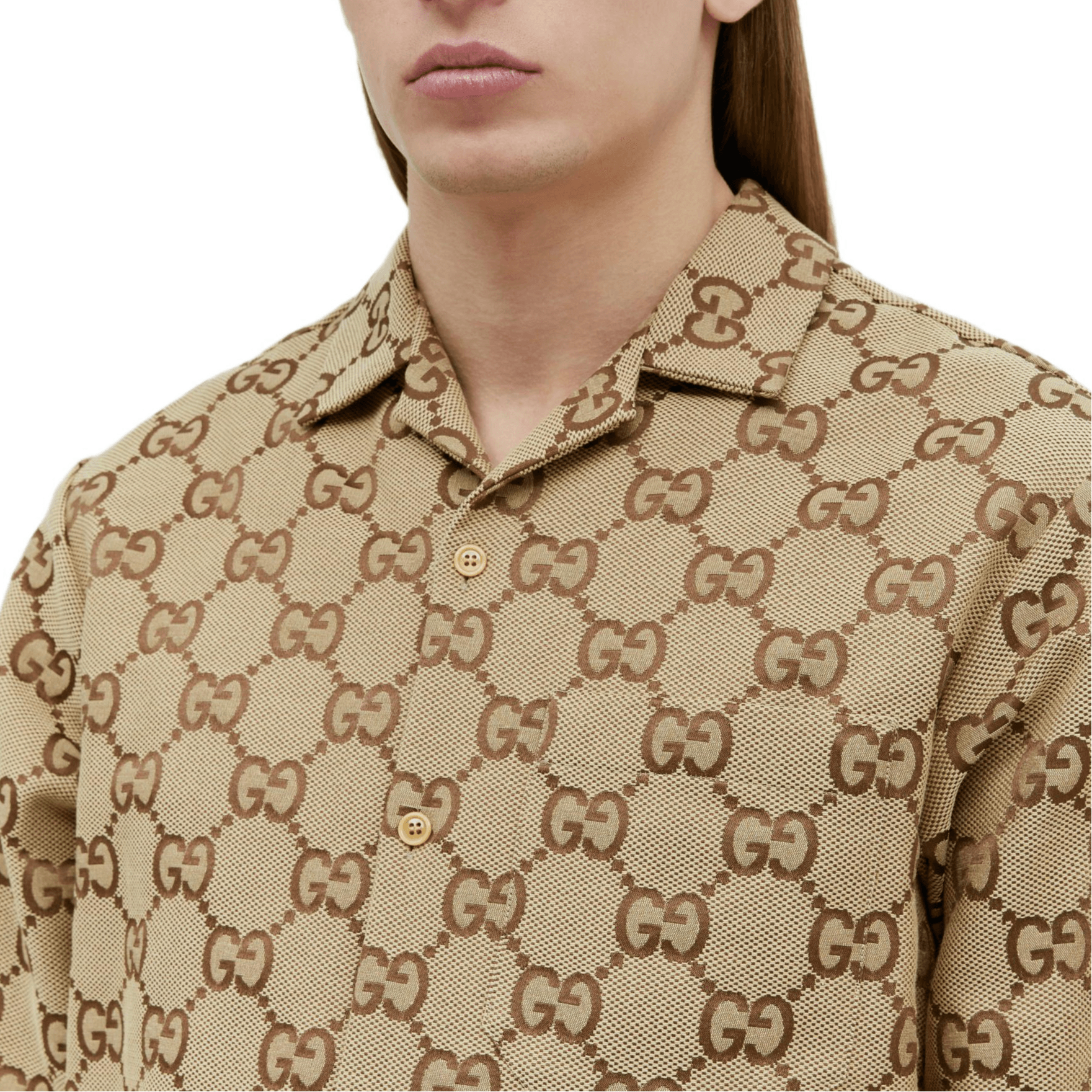 Gucci Logo Print Shirt Brown — фото 10