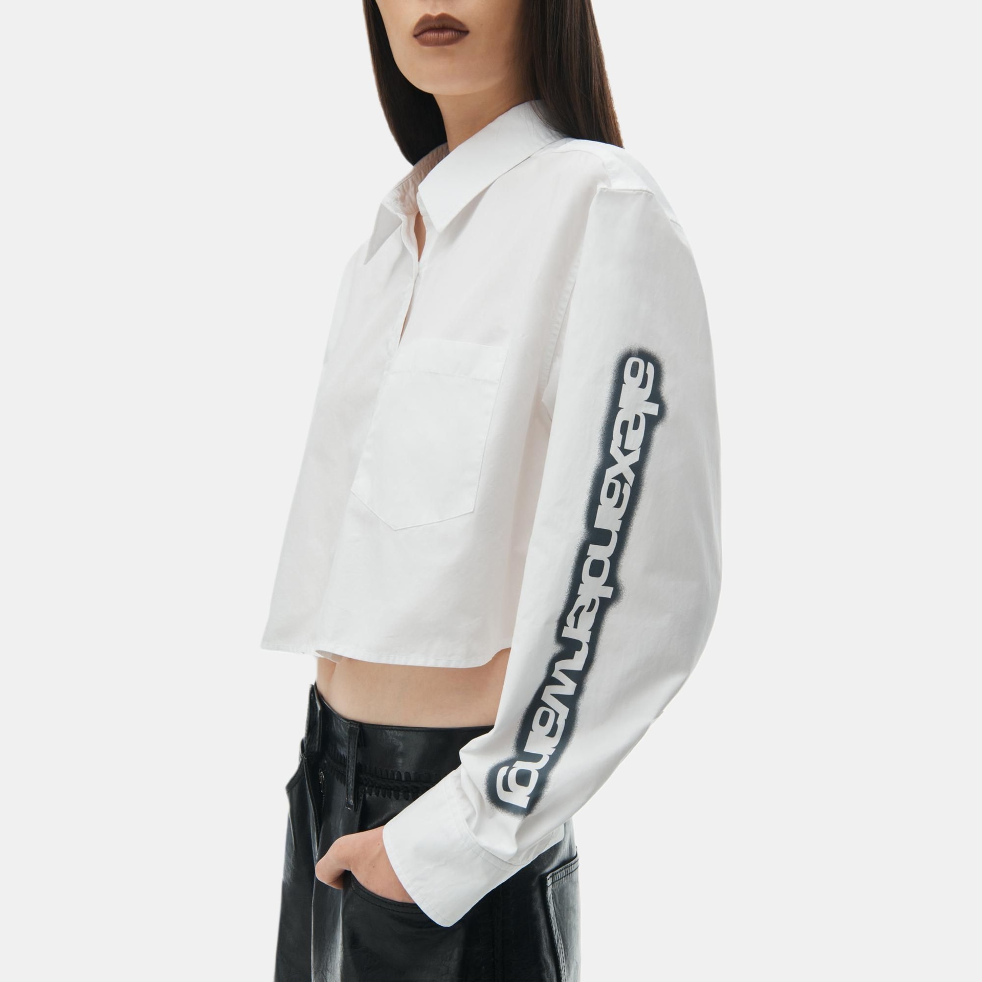 Alexander Wang Halo Print Cropped Button-Up Shirt — фото 4