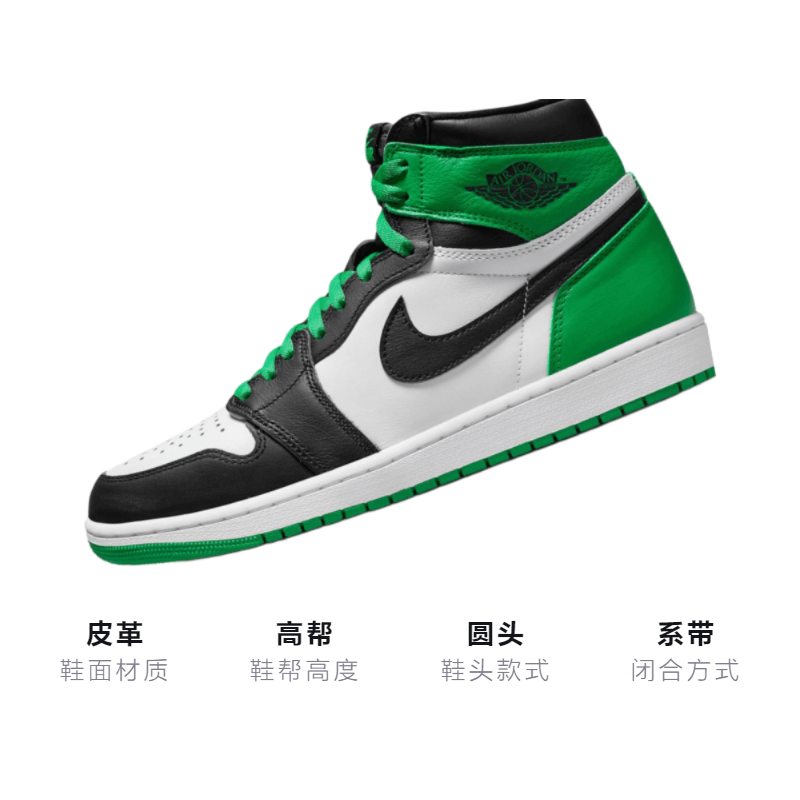 Jordan Air Jordan 1 High OG Black and Lucky Green GS — фото 2