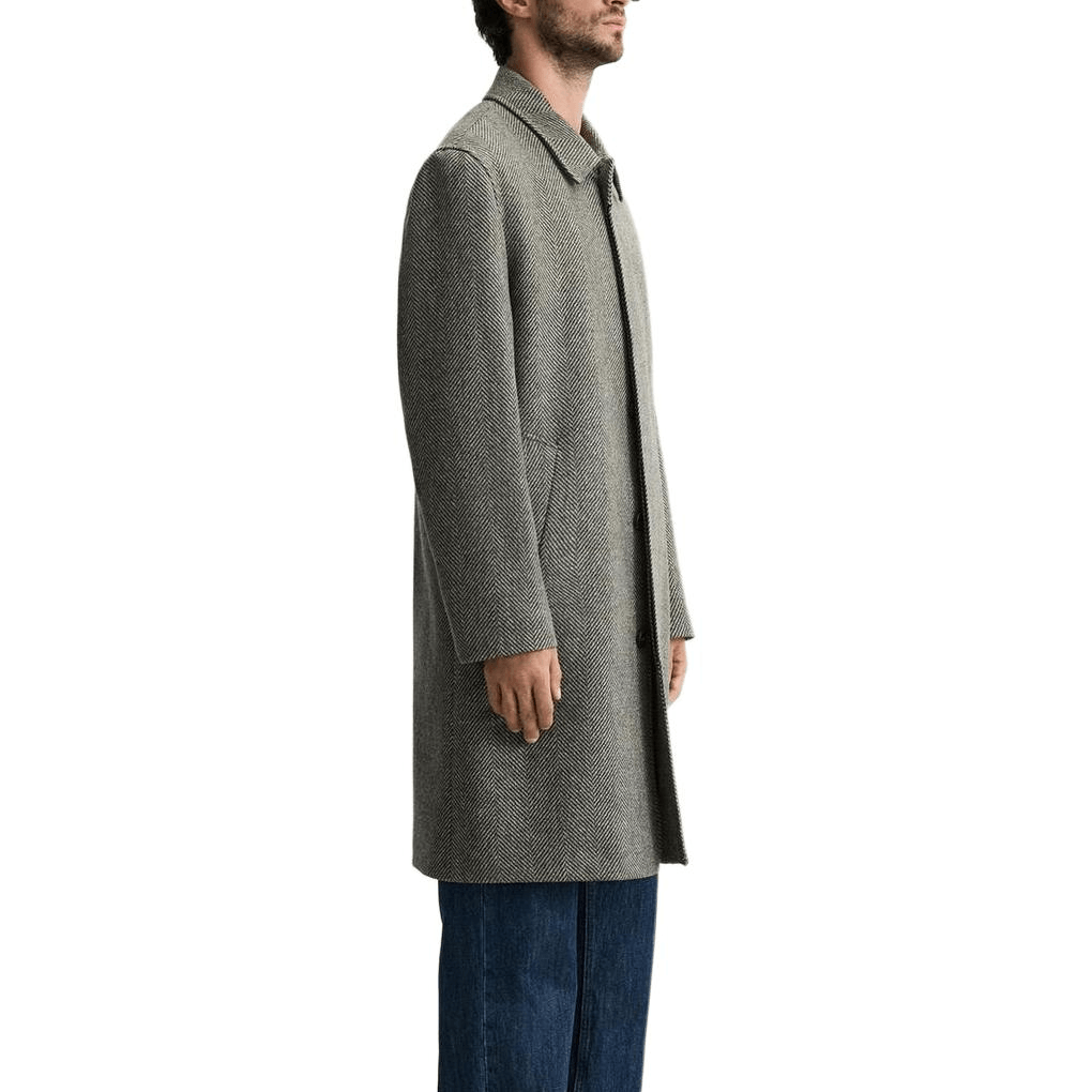 Zara Relaxed Herringbone Coat Brown — фото 3