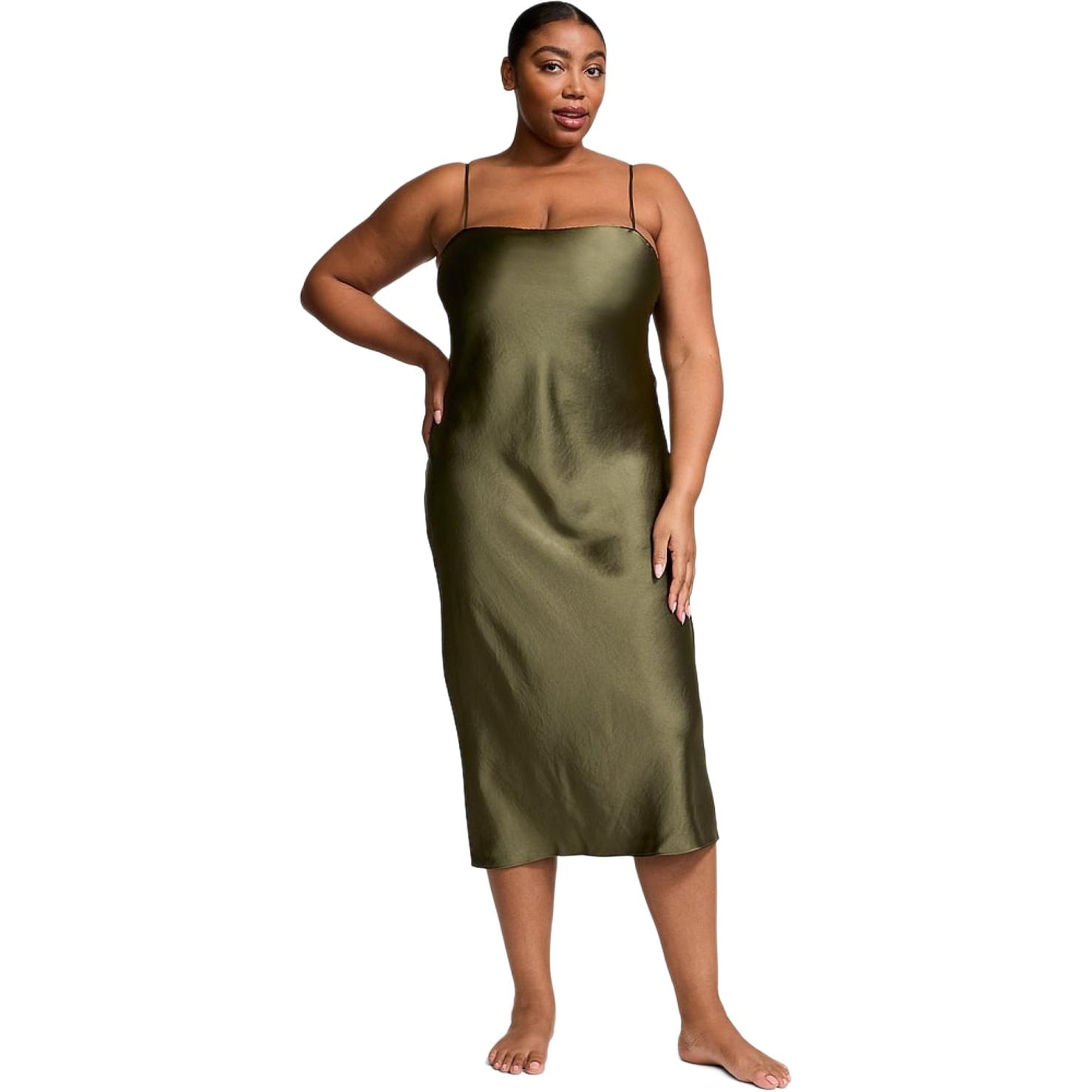 Victoria'S Secret The Mix Slip Dress Olive Green — фото 1