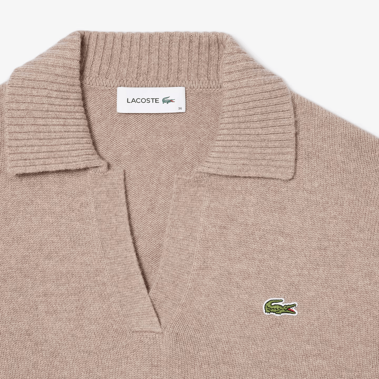 Lacoste Classic Logo Cashmere Sweater Light Brown — фото 4