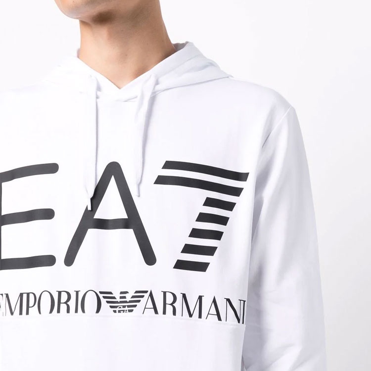 Emporio Armani EA7 Logo Hoodie White — фото 4
