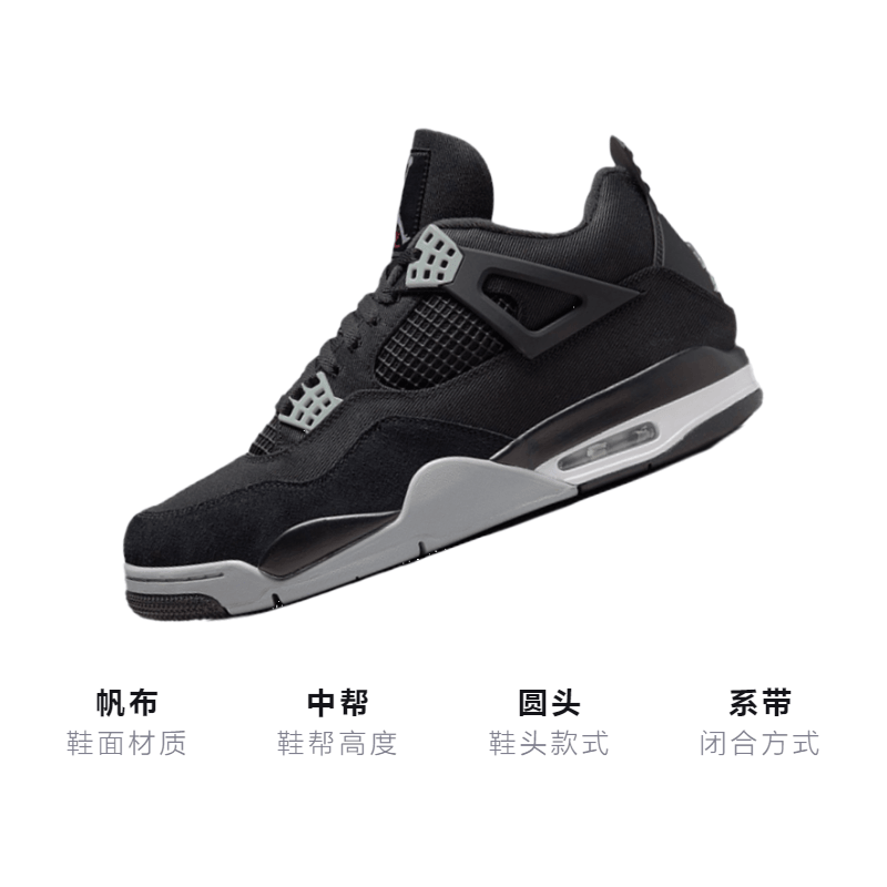 Jordan Air Jordan 4 Retro SE "Black Canvas" GS — фото 2