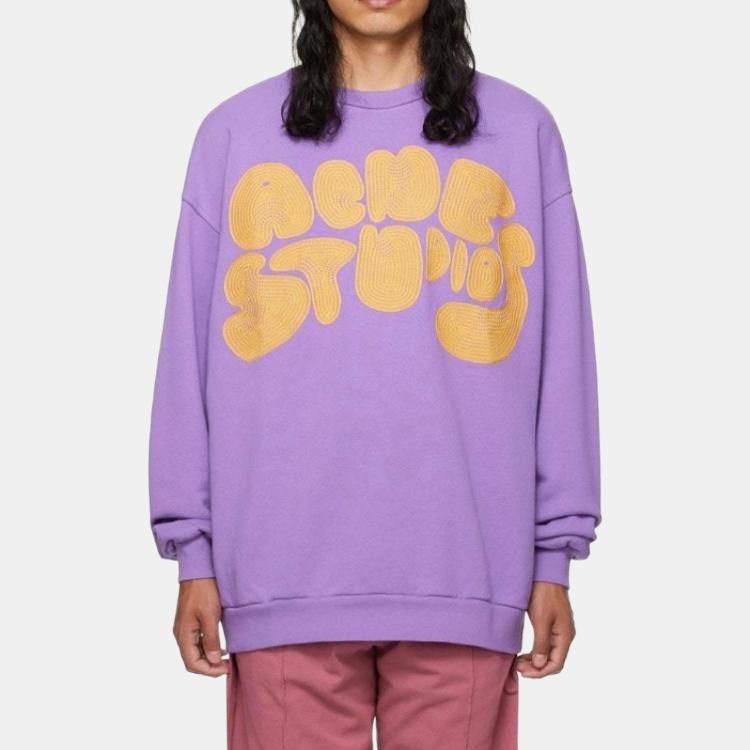 Acne Studios FW22 Logo Embroidered Crewneck Sweatshirt Purple — фото 3