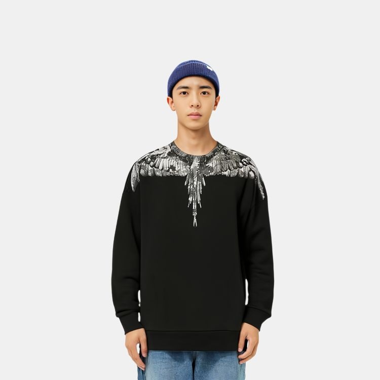 Marcelo Burlon County Of Milan Marcelo Burlon Wing Print Crewneck Sweatshirt Black — фото 6