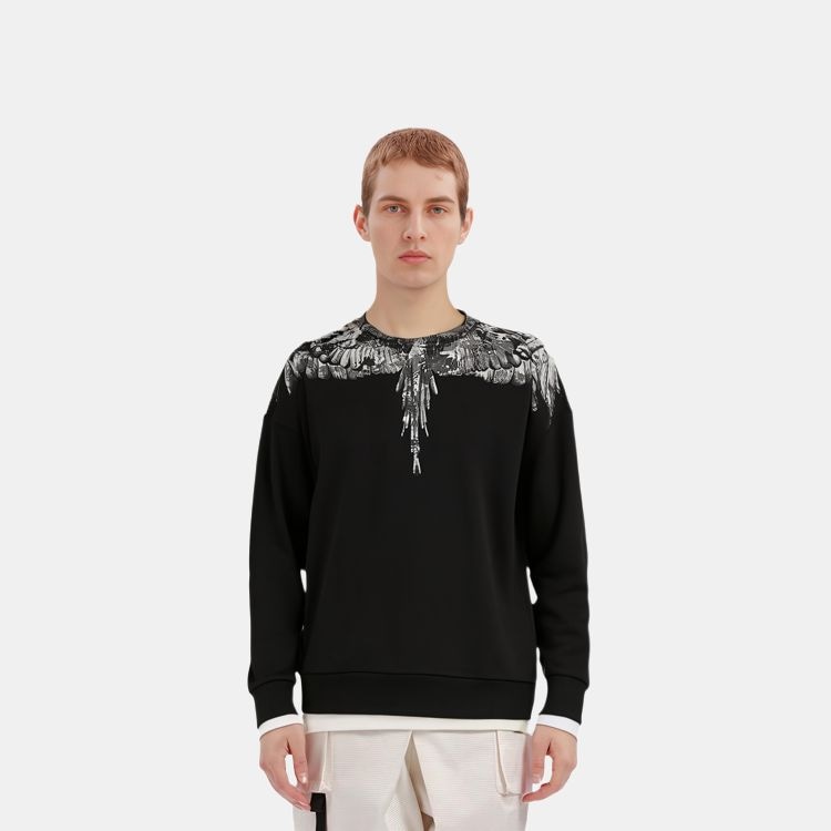 Marcelo Burlon County Of Milan Marcelo Burlon Wing Print Crewneck Sweatshirt Black — фото 9