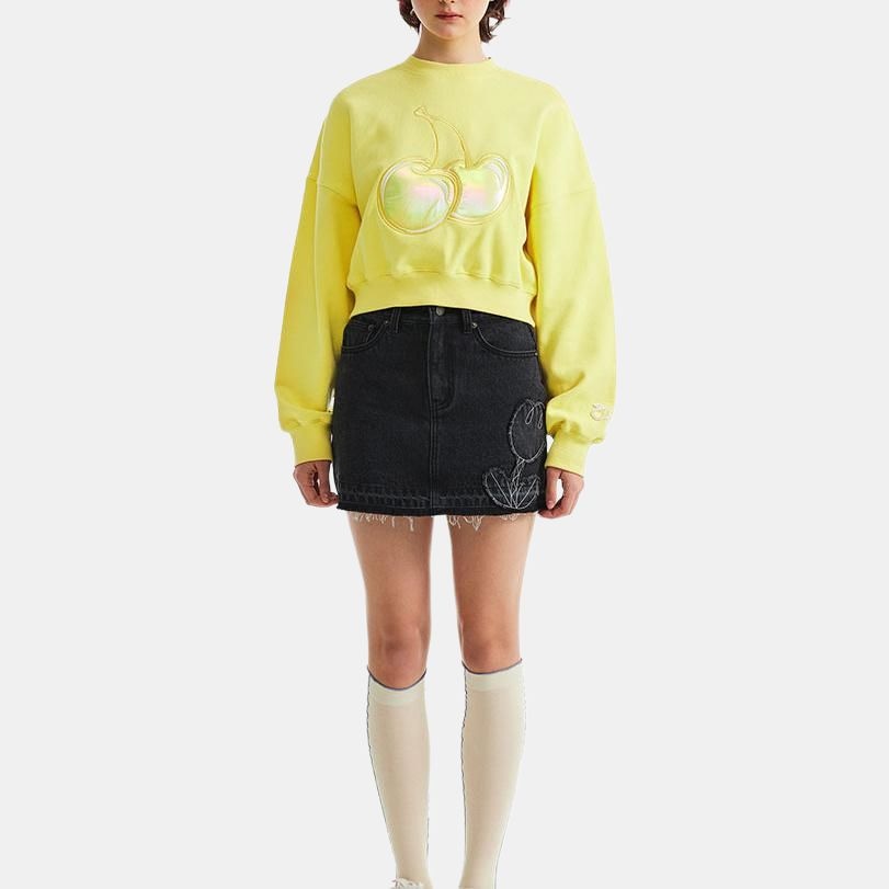 Kirsh Cropped Crewneck Sweatshirt Yellow — фото 3