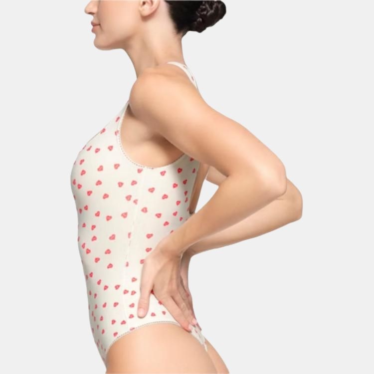 Skims Fits Everybody Picot Trim Bodysuit Ruby Heart Print — фото 3