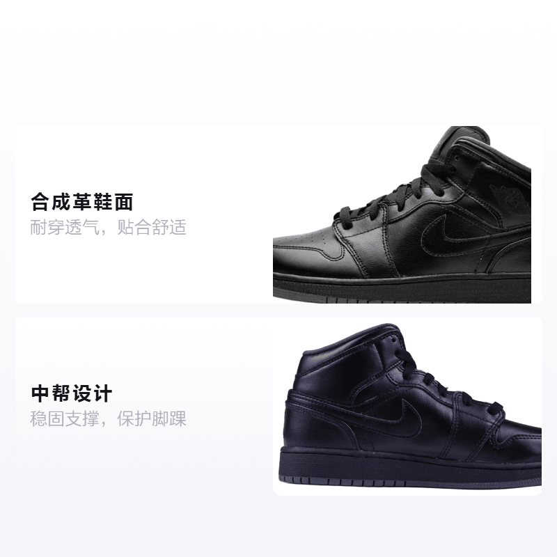 Jordan Air Jordan 1 Mid "Triple Black" GS — фото 1