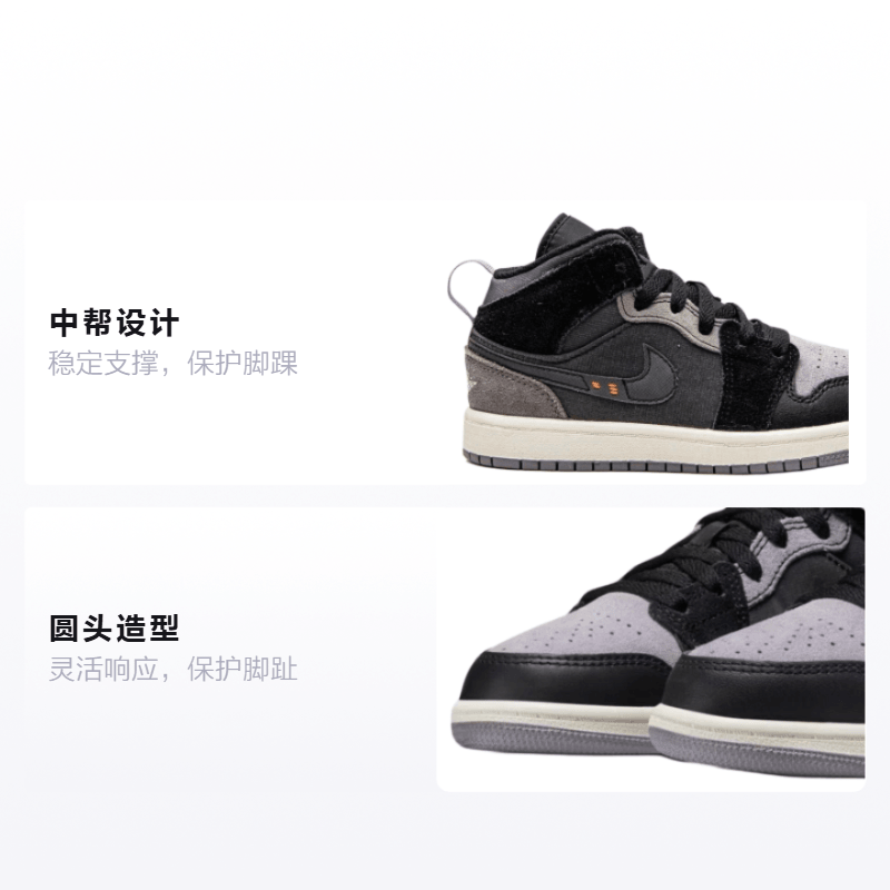 Jordan Air Jordan 1 Mid SE "Craft Inside Out Black" PS — фото 1
