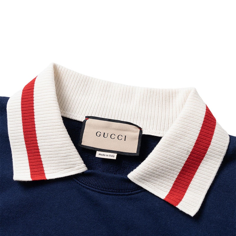 Gucci SS23 Striped Lettering Sweatshirt Navy — фото 8