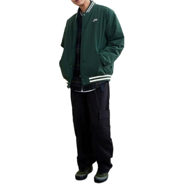 Vans Logo Print Stand Collar Jacket Khaki Green — фото 2