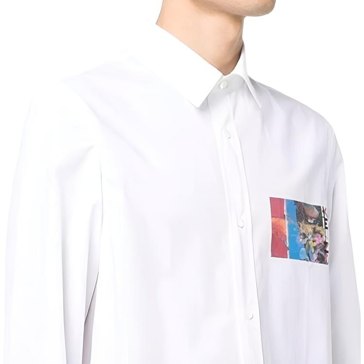 Kenzo SS22 Printed Long Sleeve Shirt White — фото 4