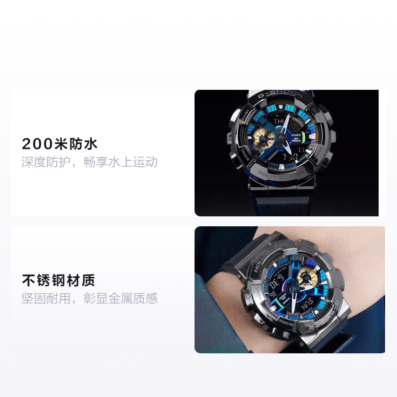 G-Shock 200 51.9*48.8mm GM-110B-1APR-person — фото 1