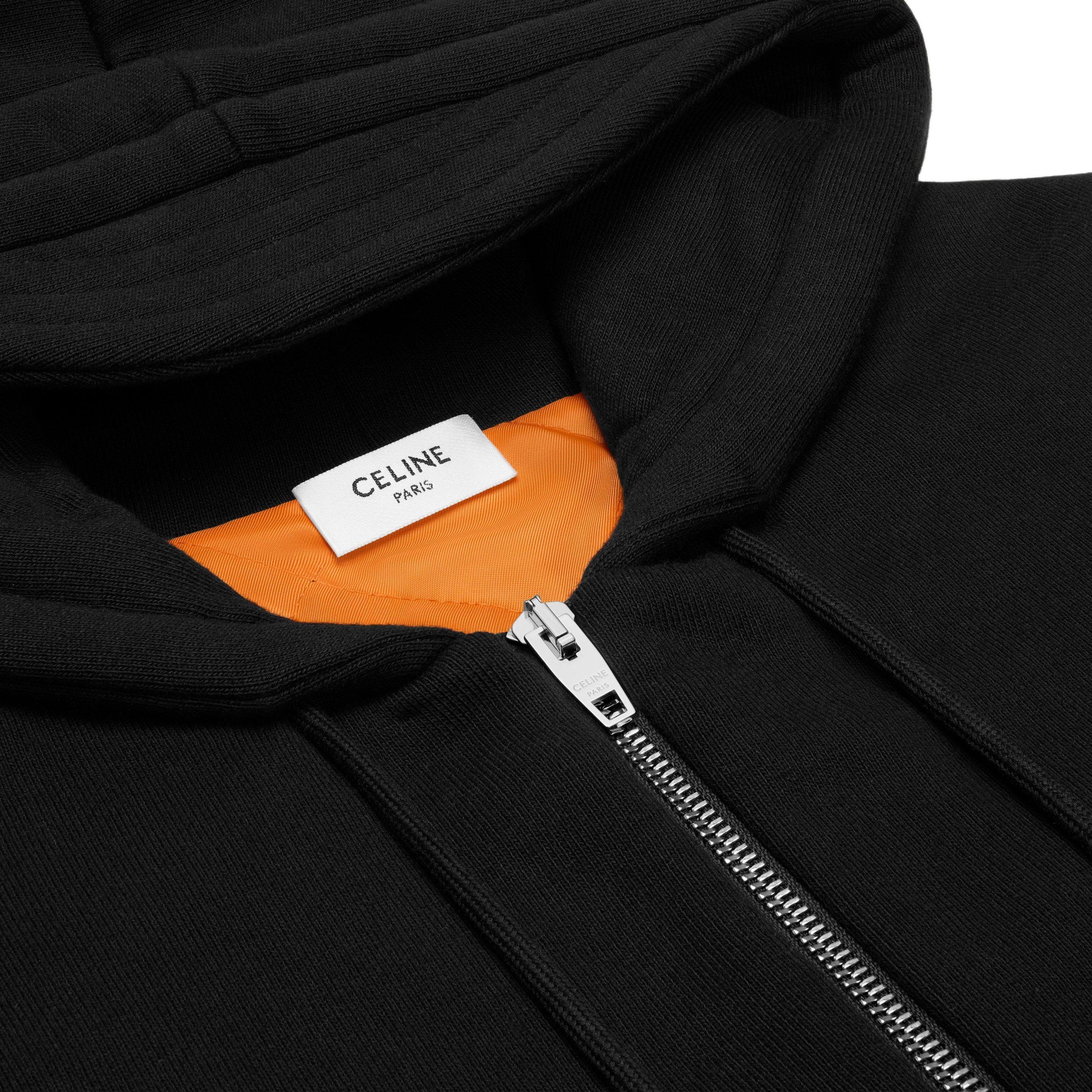 Celine Hooded Logo Zip Sweatshirt Black — фото 5
