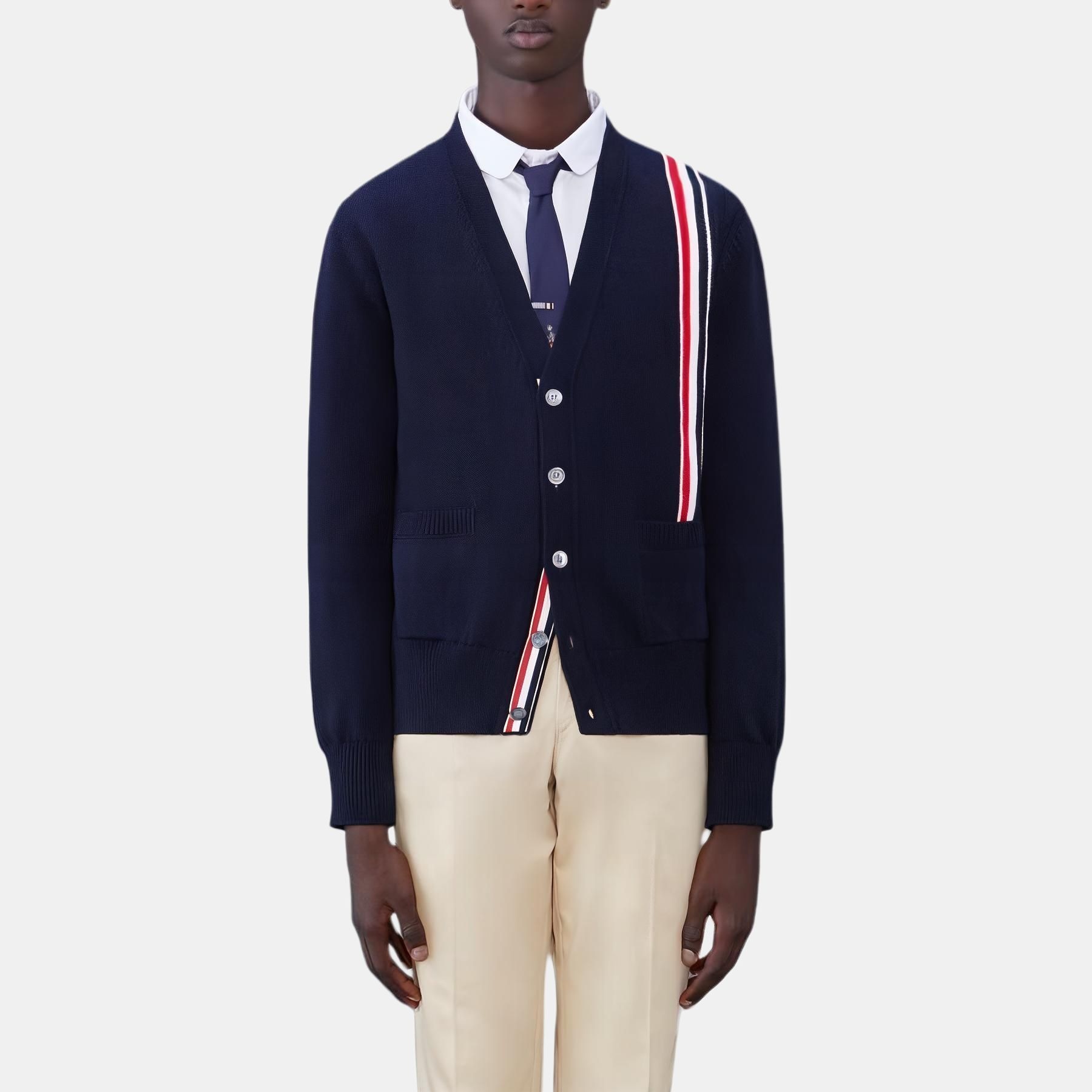 Thom Browne V-Neck Cardigan Blue — фото 4