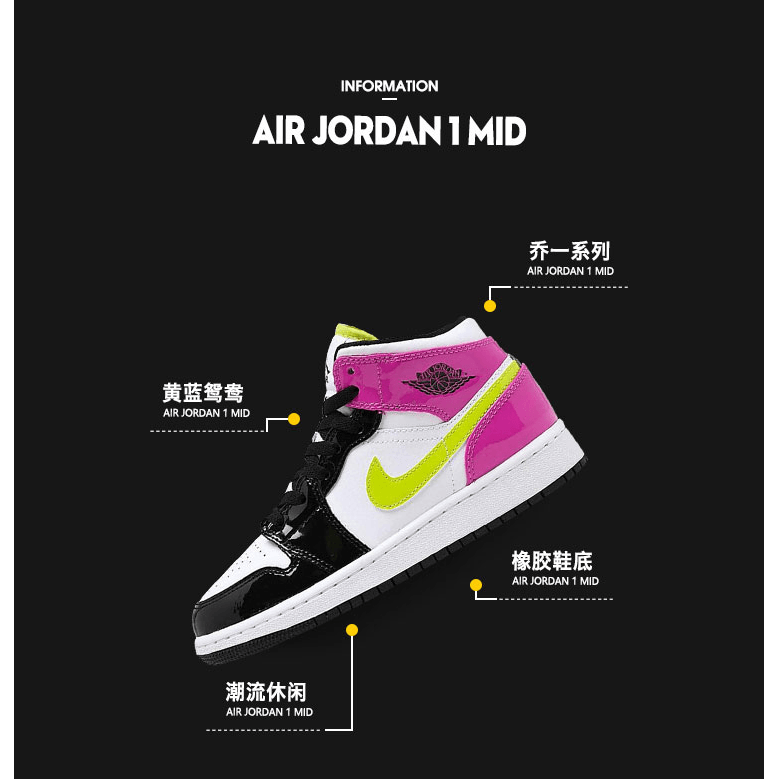 Jordan Air Jordan 1 Mid "Patent Leather" GS — фото 2