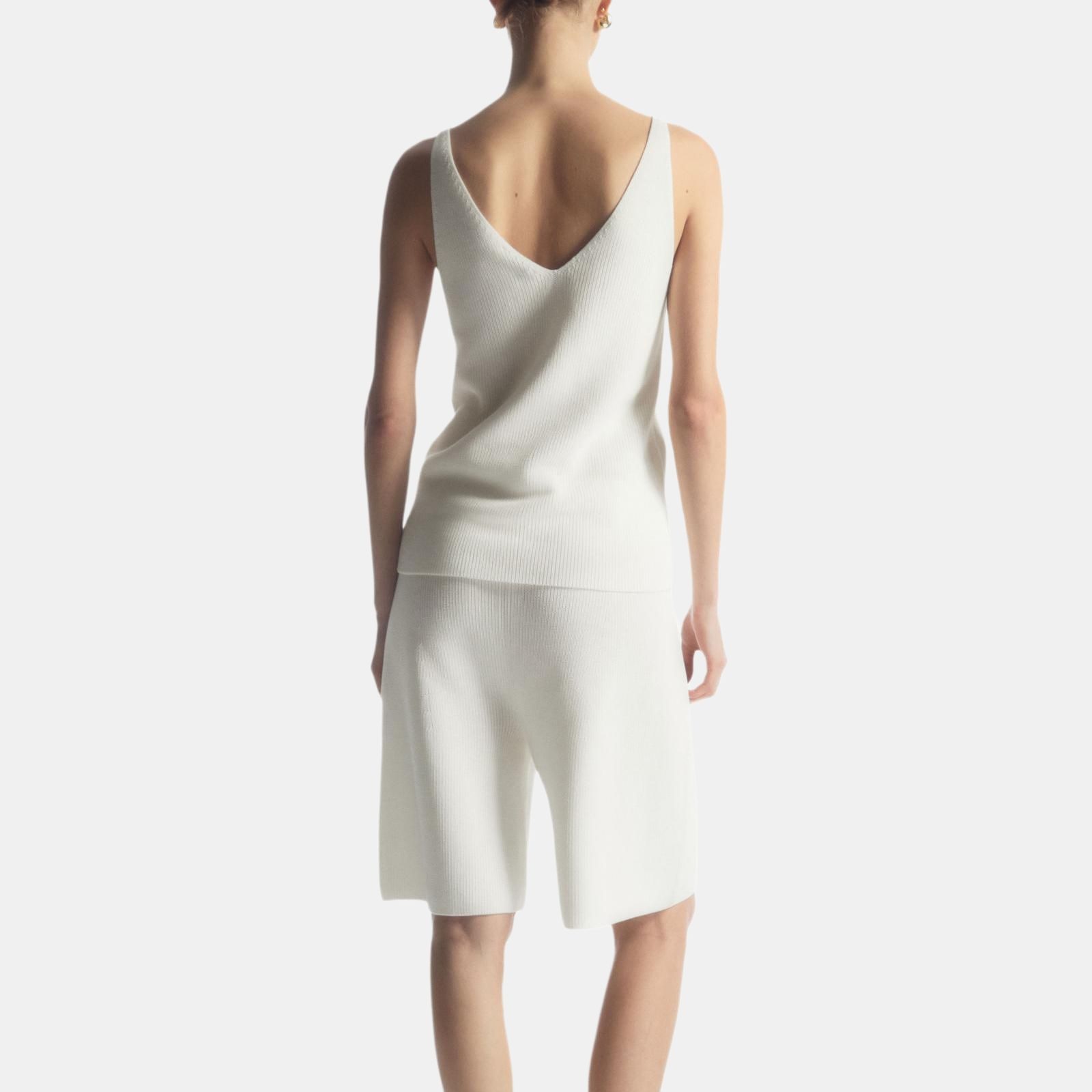 Cos Ribbed Knit V-Neck Vest White — фото 1