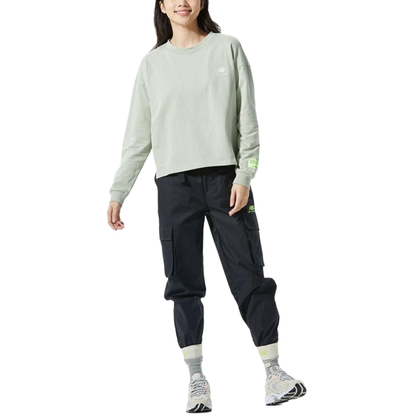 New Balance Embroidered Logo Knit Crewneck Long Sleeve Tee Women Light Green — фото 3
