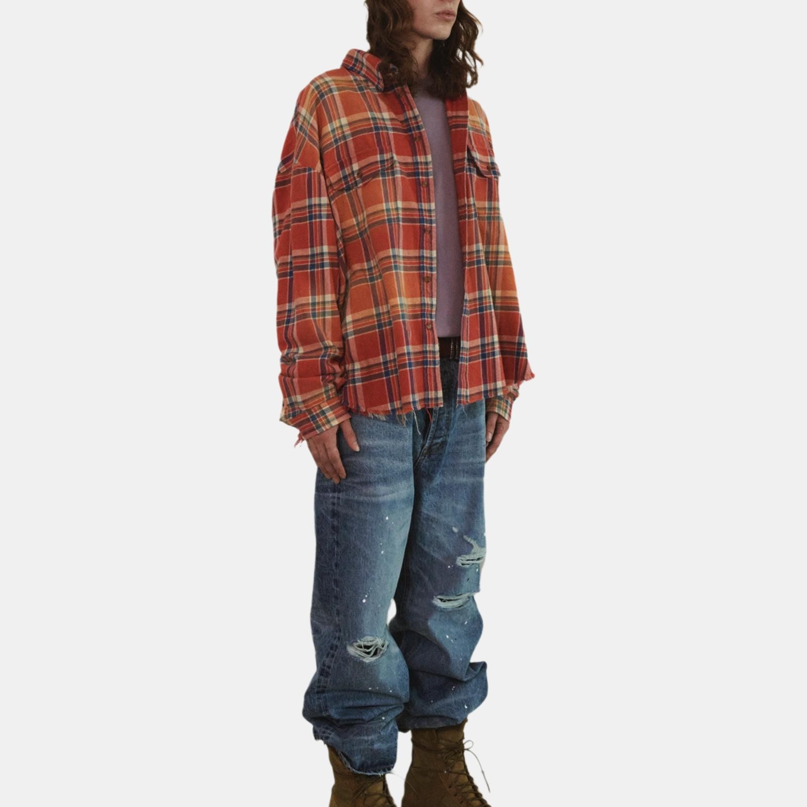 Farfromwhat FW24 Flannel Shirt Orange Red — фото 3
