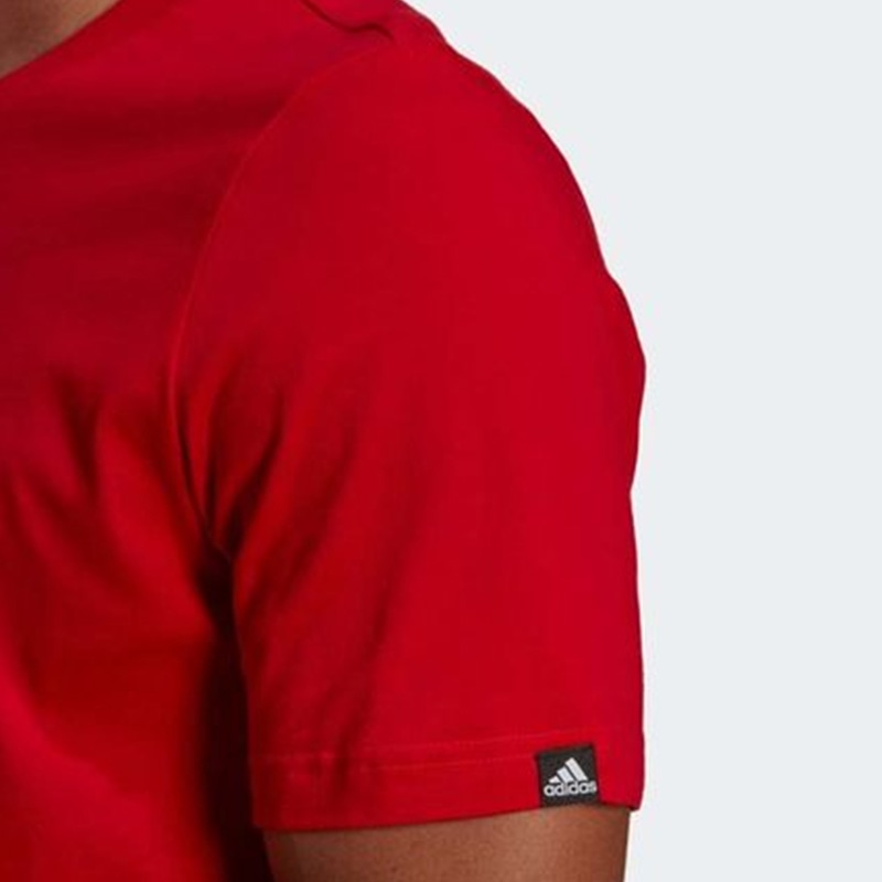 Adidas Letter Logo Crew Neck T-Shirt Red — фото 5
