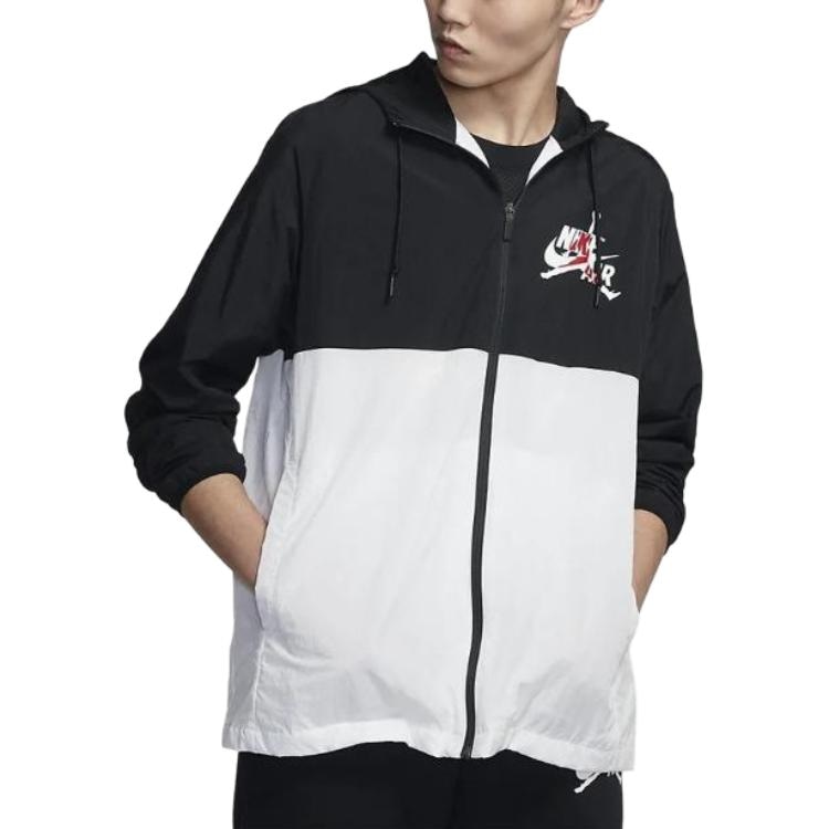 Jordan Logo Print Basketball Jacket Black White — фото 2