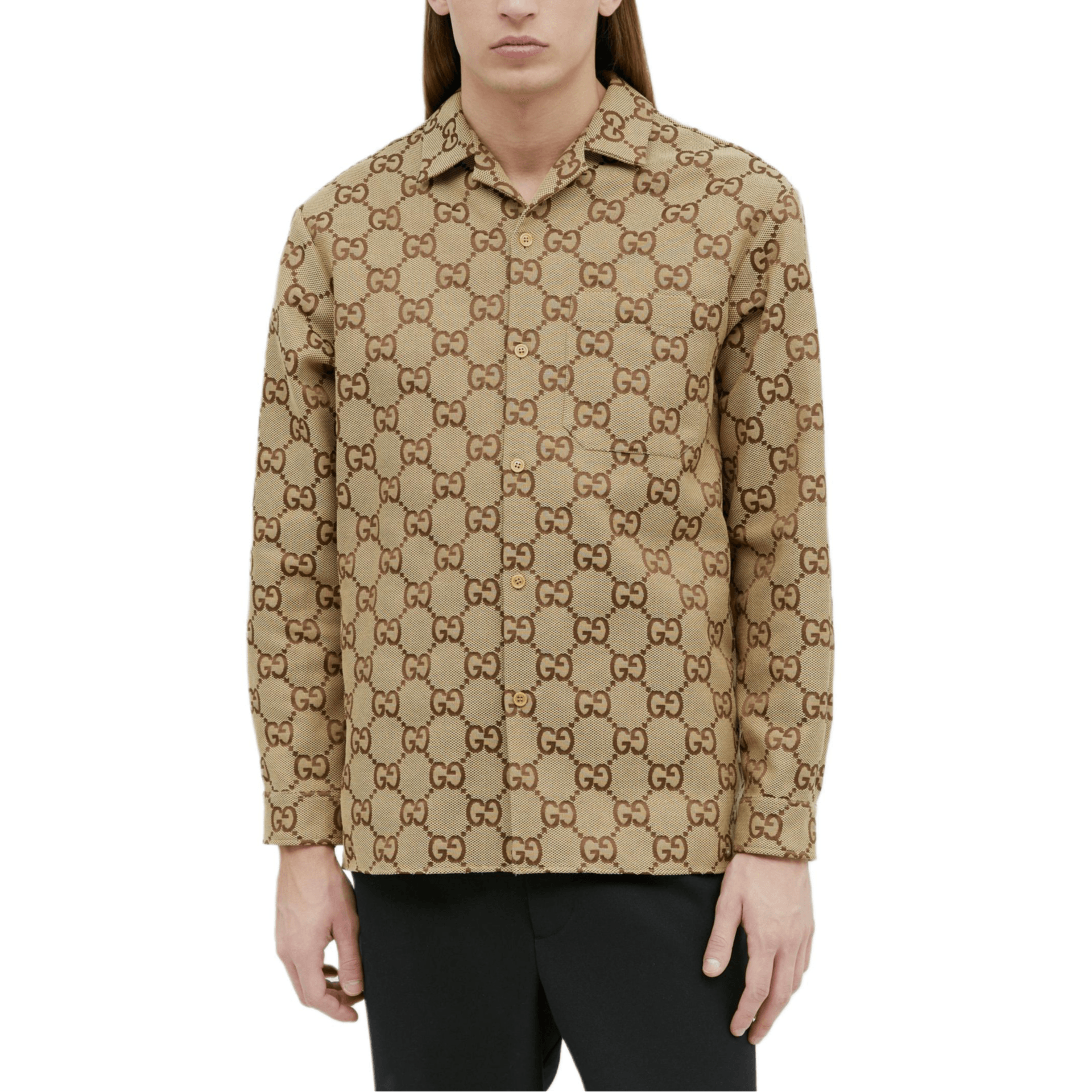 Gucci Logo Print Shirt Brown — фото 2