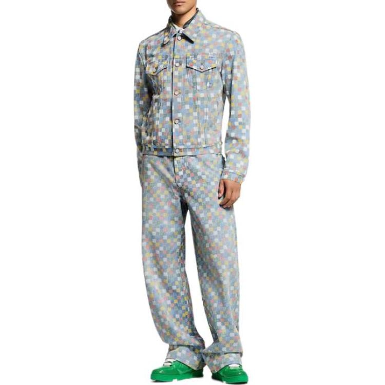 Louis Vuitton SS25 Printed Check Wide Leg Jeans — фото 1