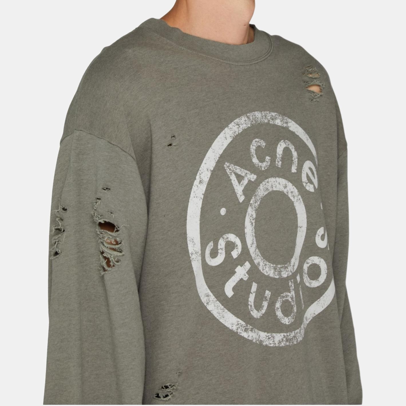 Acne Studios Letter Print Distressed Crewneck Sweatshirt — фото 3