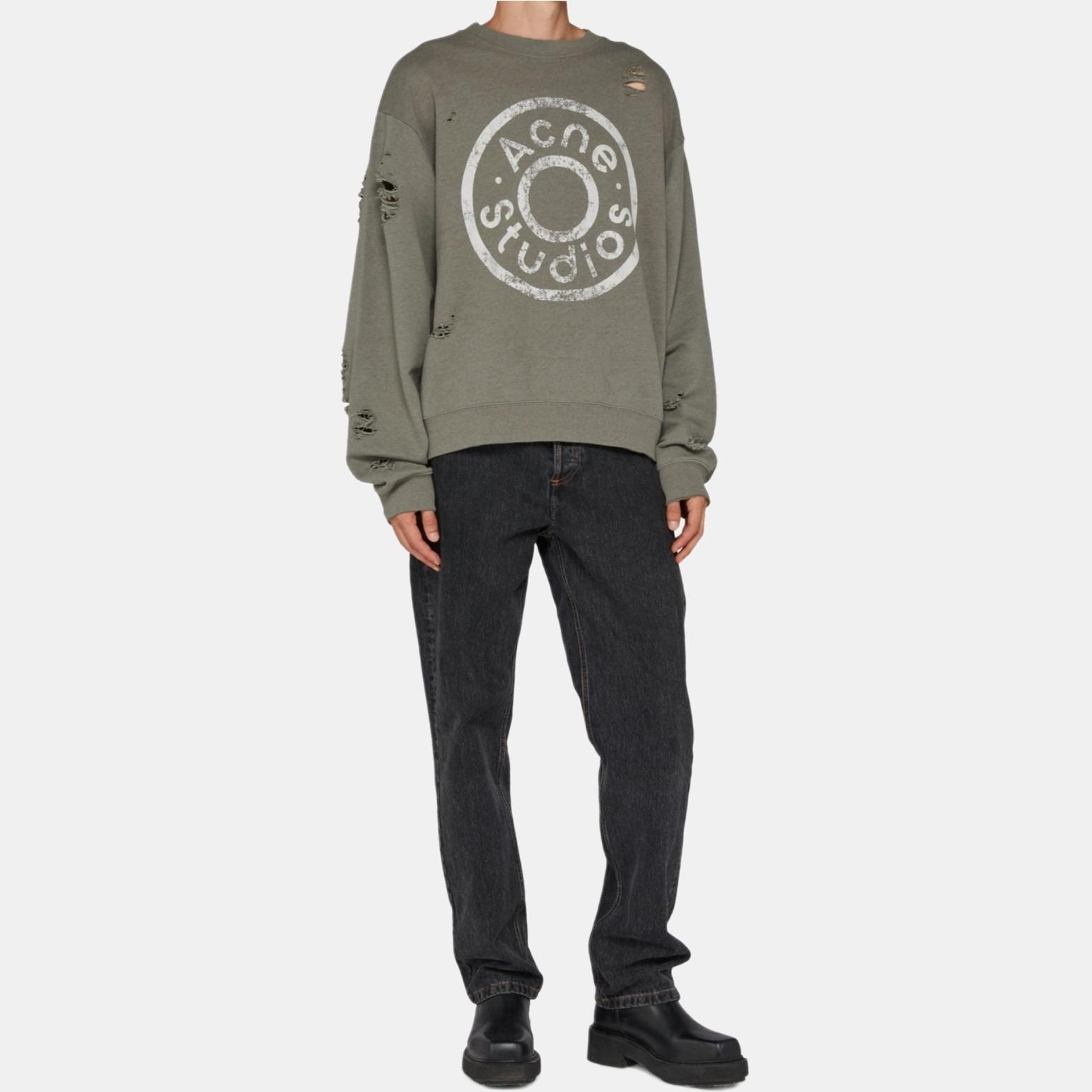 Acne Studios Letter Print Distressed Crewneck Sweatshirt — фото 2