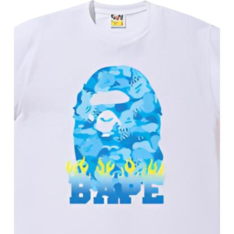 A BATHING APE FIRE CAMO BAPE FLAME TEE MENS T — фото 1