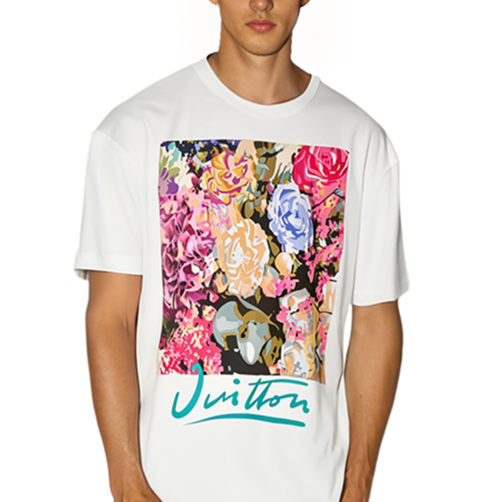 Louis Vuitton FW22 Floral Lettering Tee White — фото 3