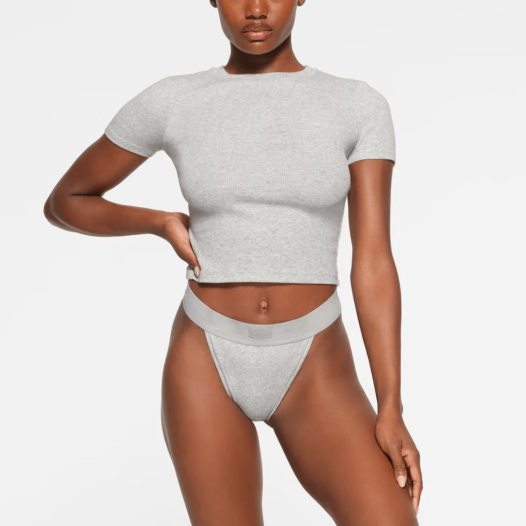 Skims Cotton Rib T-Shirt Light Heather Grey — фото 2