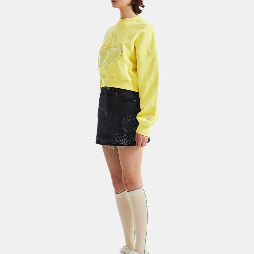Kirsh Cropped Crewneck Sweatshirt Yellow — фото 1