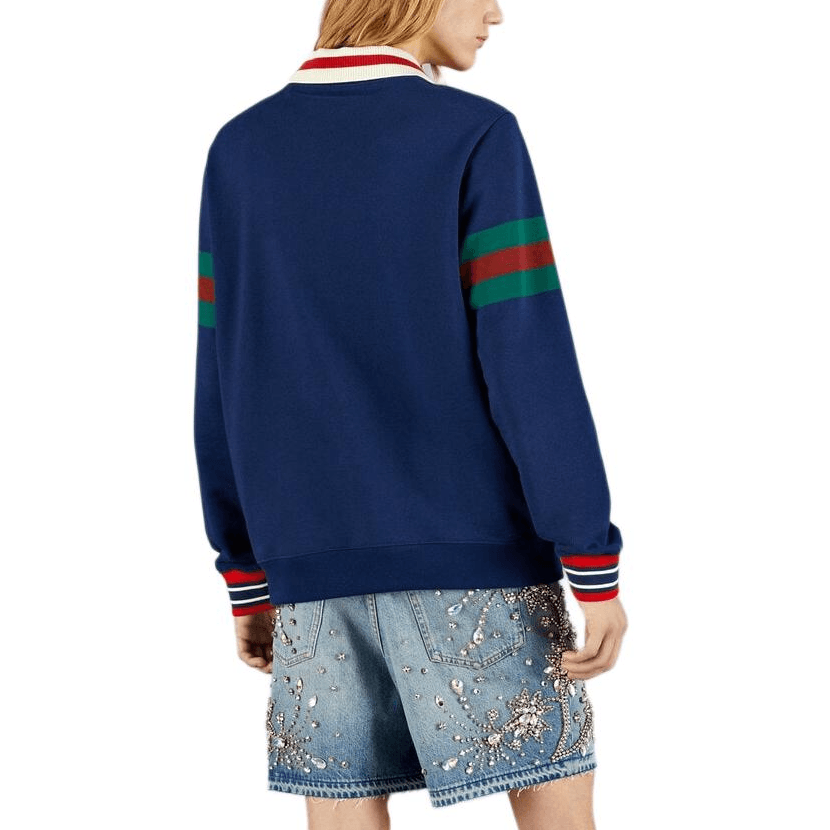 Gucci SS23 Striped Lettering Sweatshirt Navy — фото 3